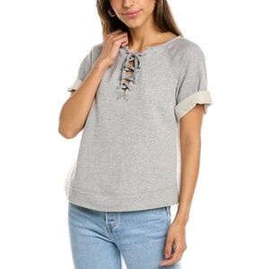 NWT Sea New York Edie Eyelet Tiered Ruffled Short Sleeve Sweatshirt grey
Size XS